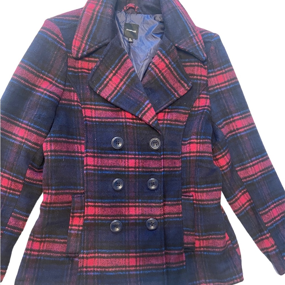 Rampage plaid pea coat